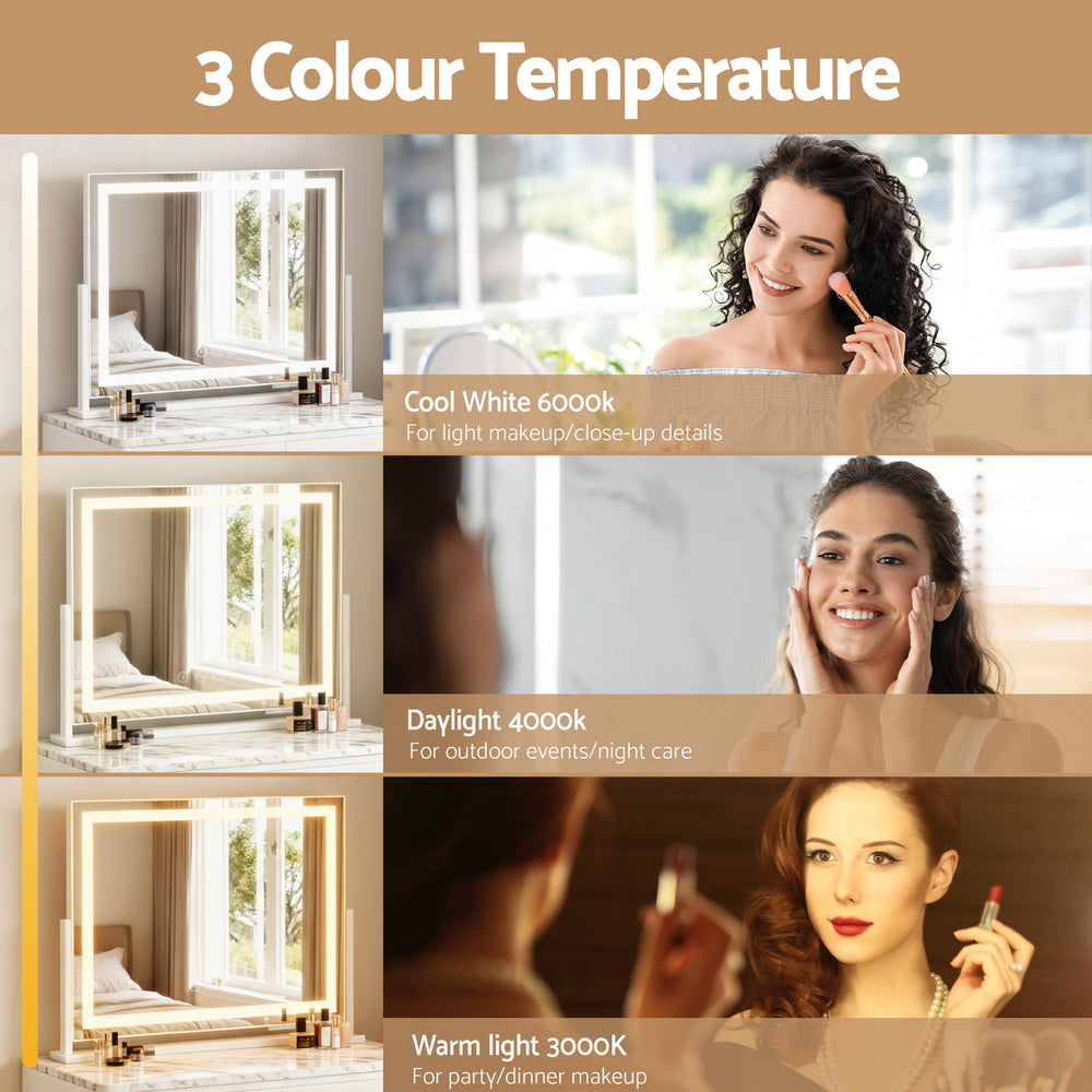 Embellir Makeup Mirror 58x46cm 360～ Rotatable Vanity - MM-FRAMELS-5846LED-GS-ZJ