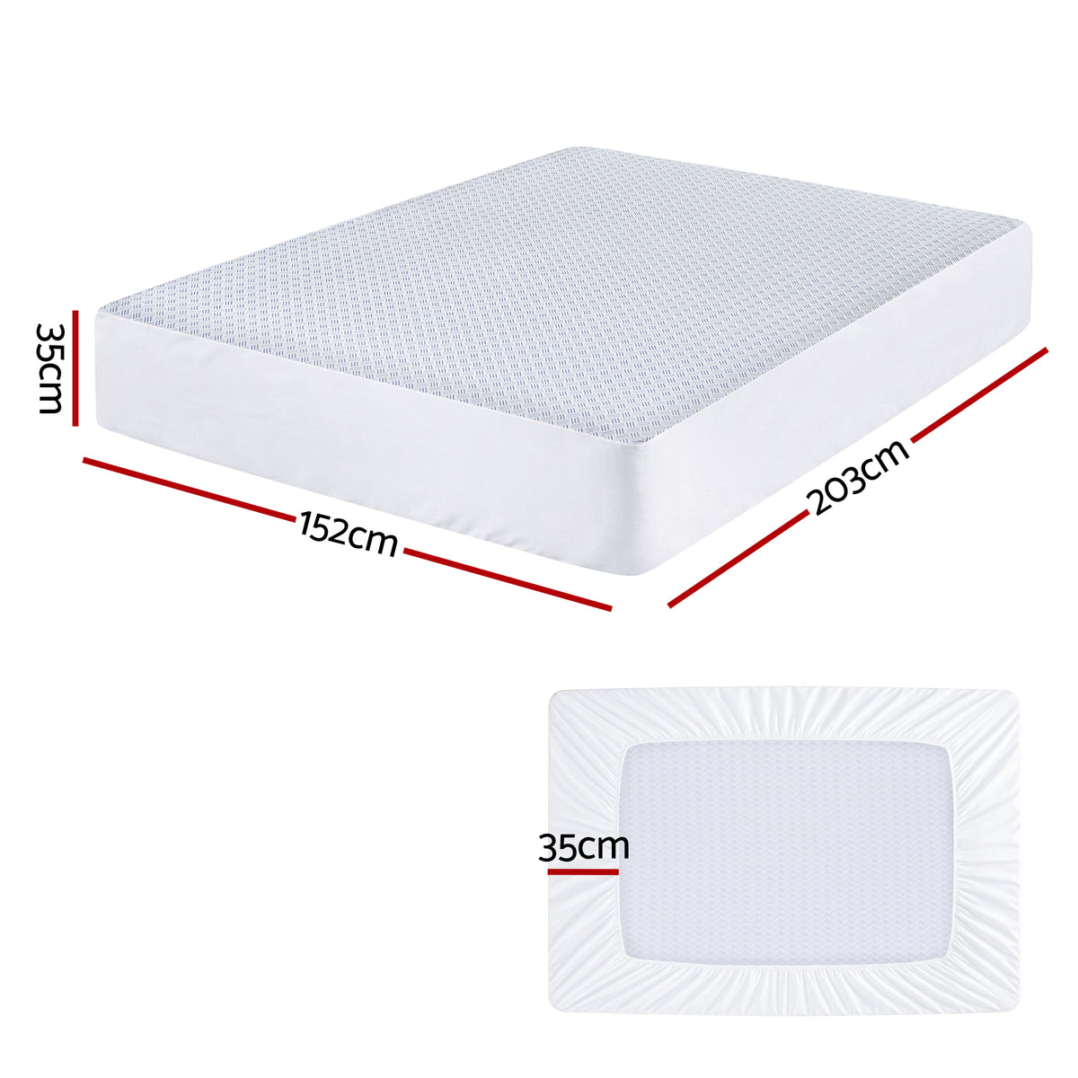 Giselle Cooling Mattress Protector Waterproof Deep Pocket Fitted Cover Queen