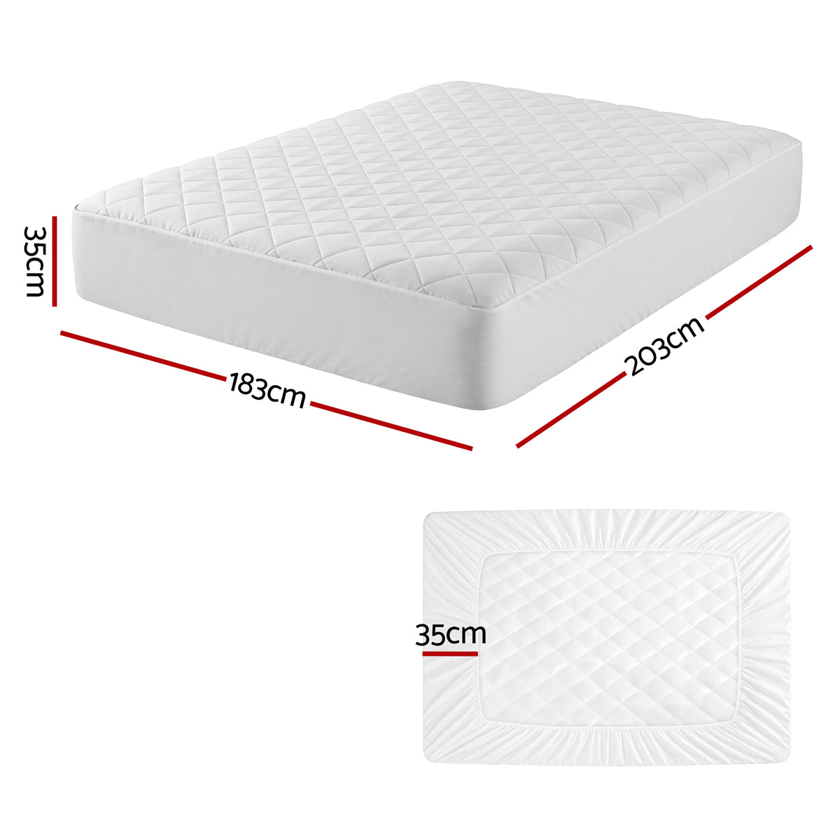 Giselle Waterproof Mattress Protector 100% Cotton Quilted Fitted Cover King