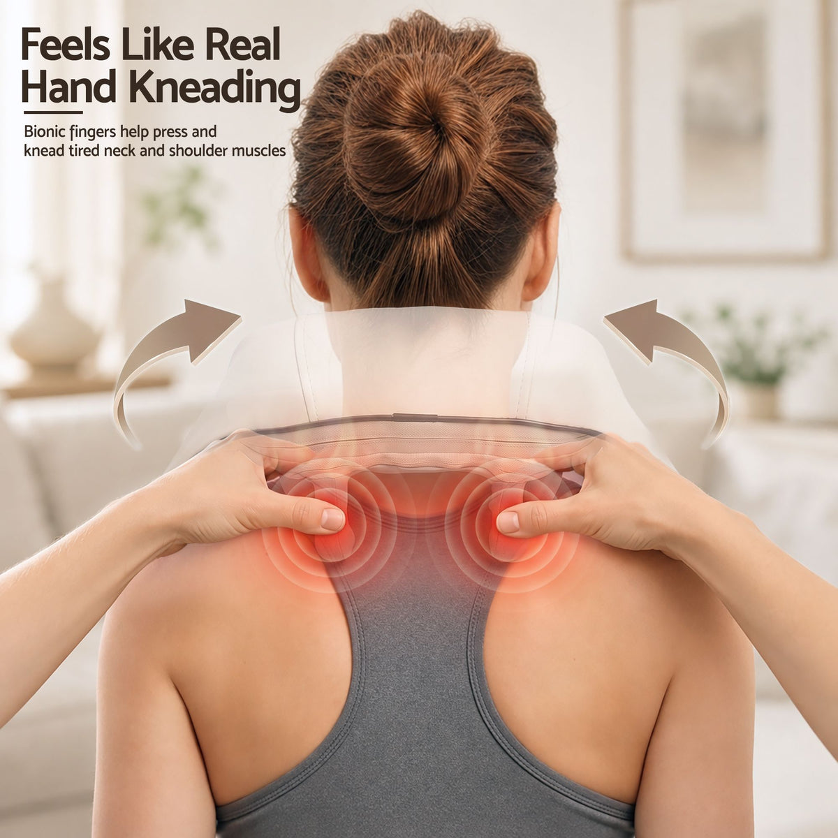 Livemor Neck Massager with Heat Pillow Shiatsu Shoulder Back Massager Pain Relief Tissue Kneading