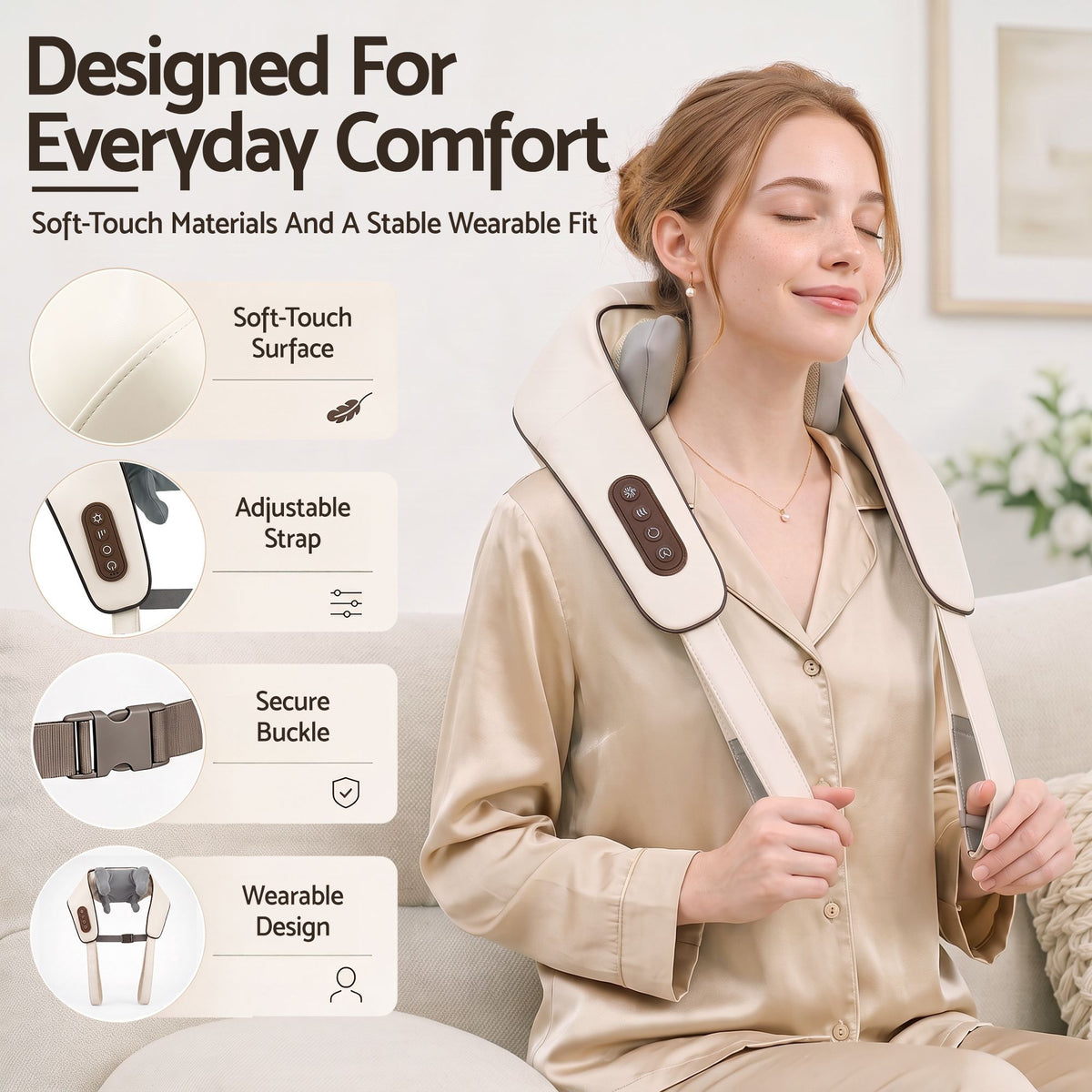 Livemor Neck Massager with Heat Pillow Shiatsu Shoulder Back Massager Pain Relief Tissue Kneading
