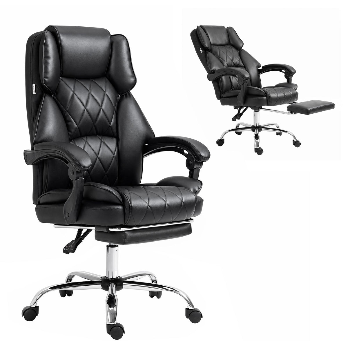 Artiss Executive Office Chair Leather Footrest Black