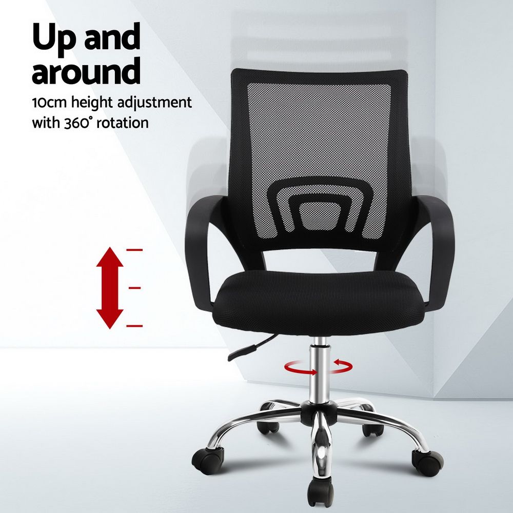 Artiss Mesh Office Chair Mid Back Black - OCHAIR-G-2004-BK