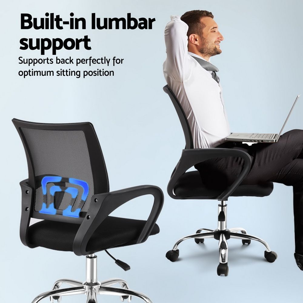 Artiss Mesh Office Chair Mid Back Black - OCHAIR-G-2004-BK