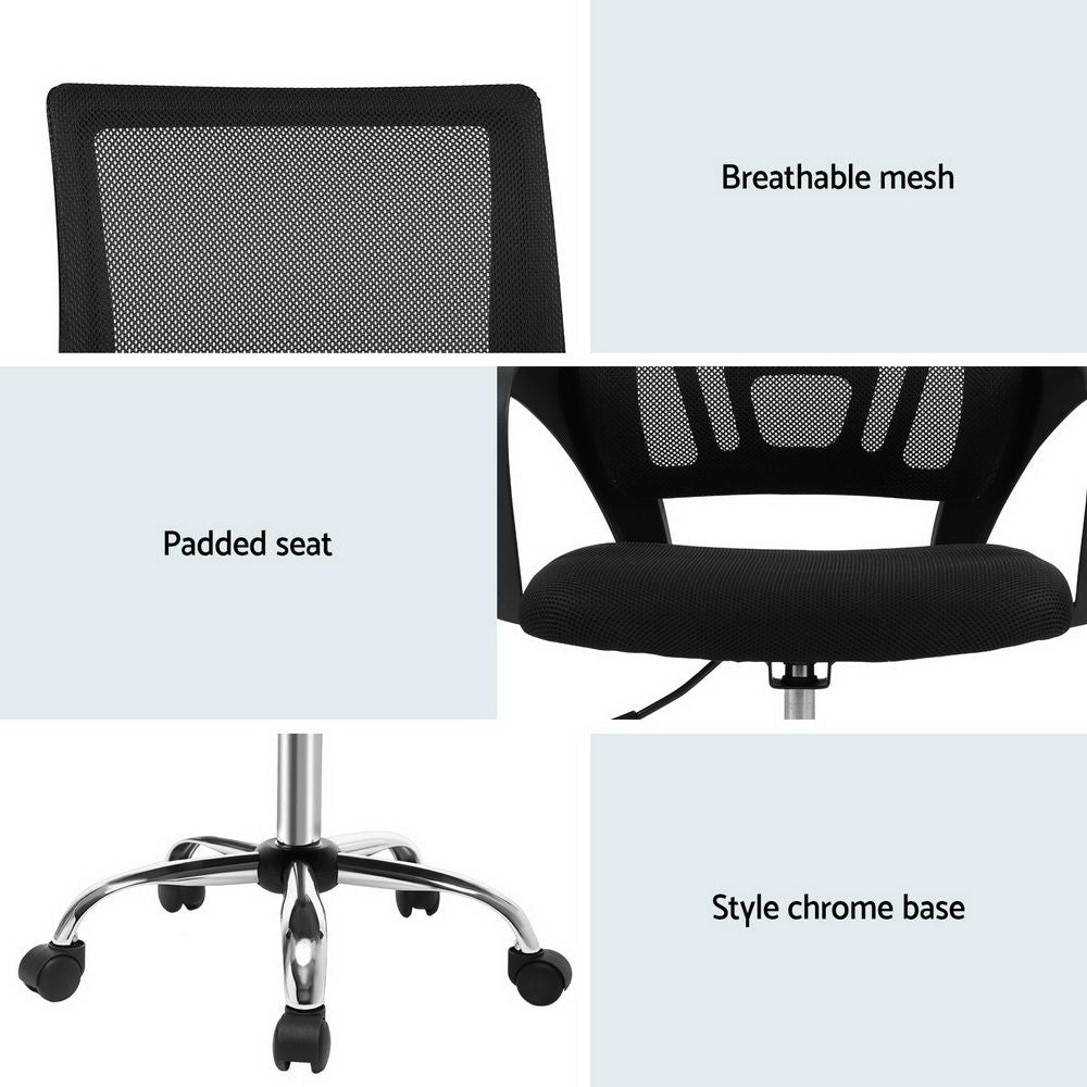 Artiss Mesh Office Chair Mid Back Black - OCHAIR-G-2004-BK