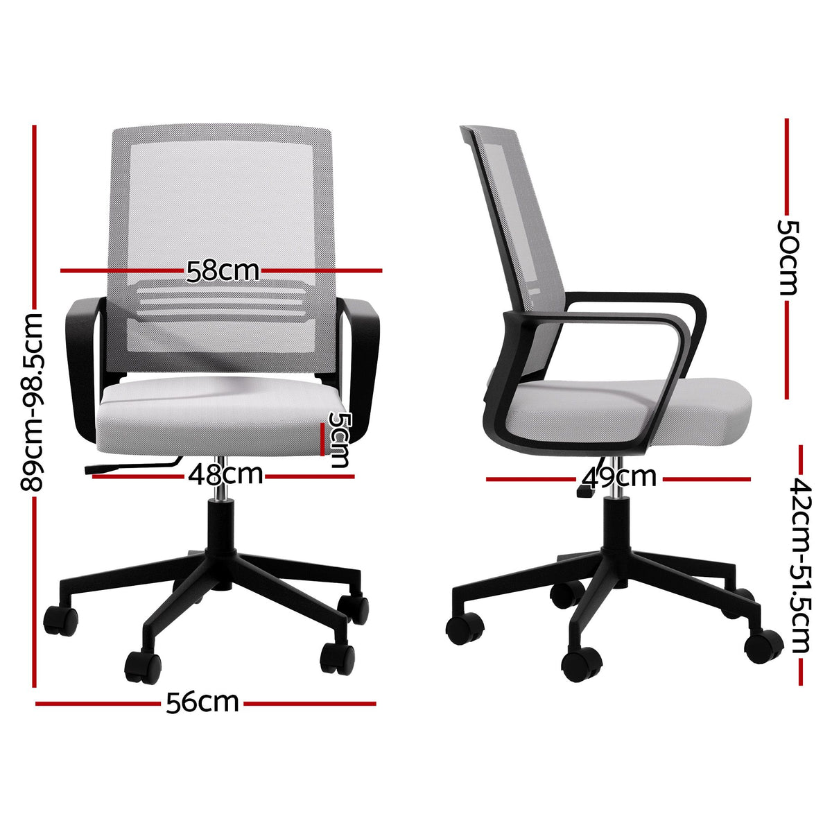 Artiss Mesh Office Chair Mid Back Grey