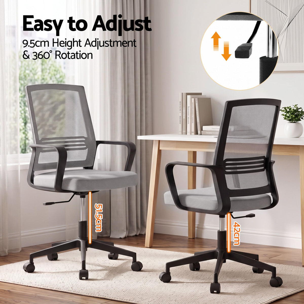 Artiss Mesh Office Chair Mid Back Grey