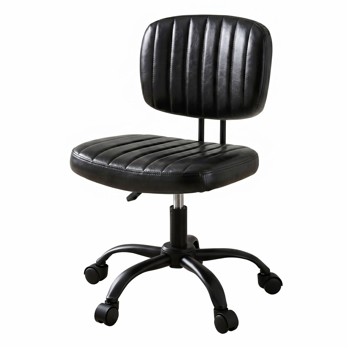 Artiss Armless Office Chair with Wheels, Ergonomic PU - OCHAIR-M-1142-PU-BK