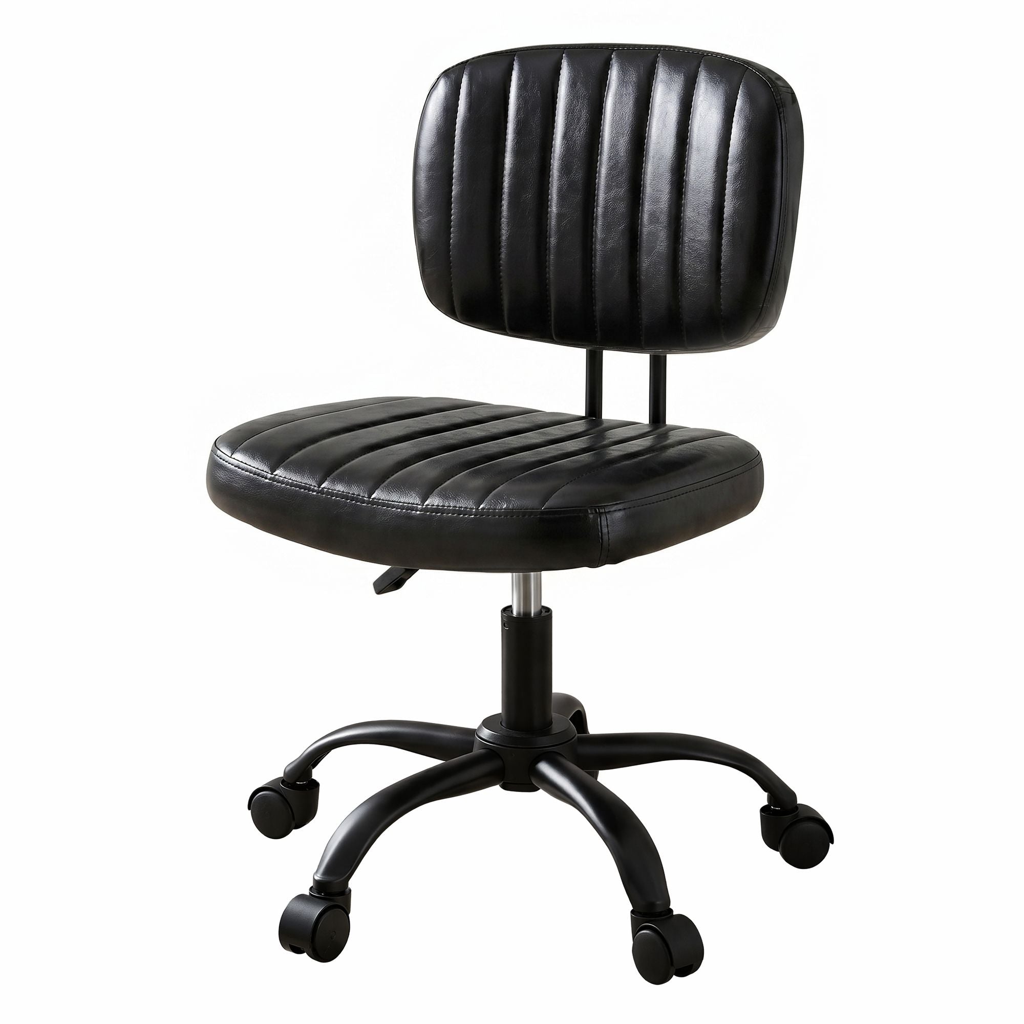 Artiss Armless Office Chair with Wheels, Ergonomic PU - OCHAIR-M-1142-PU-BK