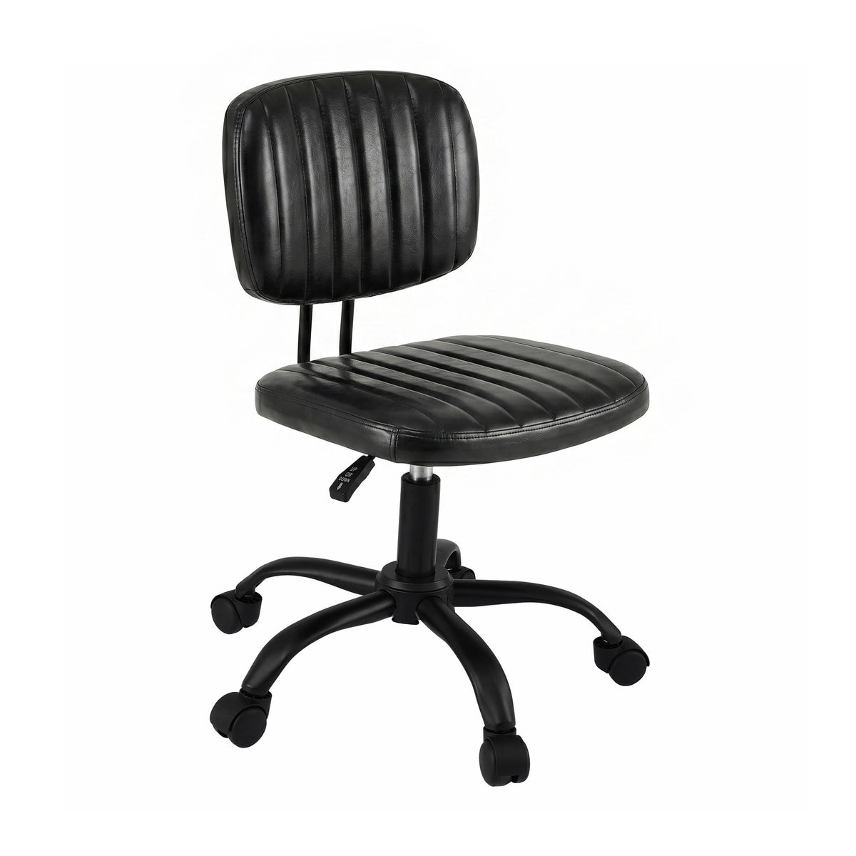 Artiss Armless Office Chair with Wheels, Ergonomic PU - OCHAIR-M-1142-PU-BK