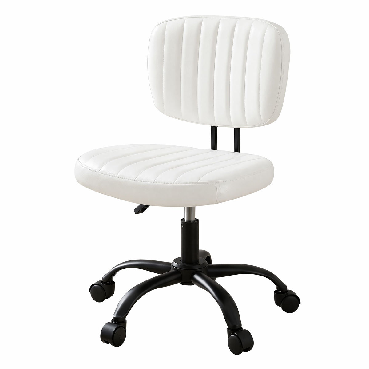 Artiss Armless Office Chair with Wheels, Ergonomic PU - OCHAIR-M-1142-PU-WH