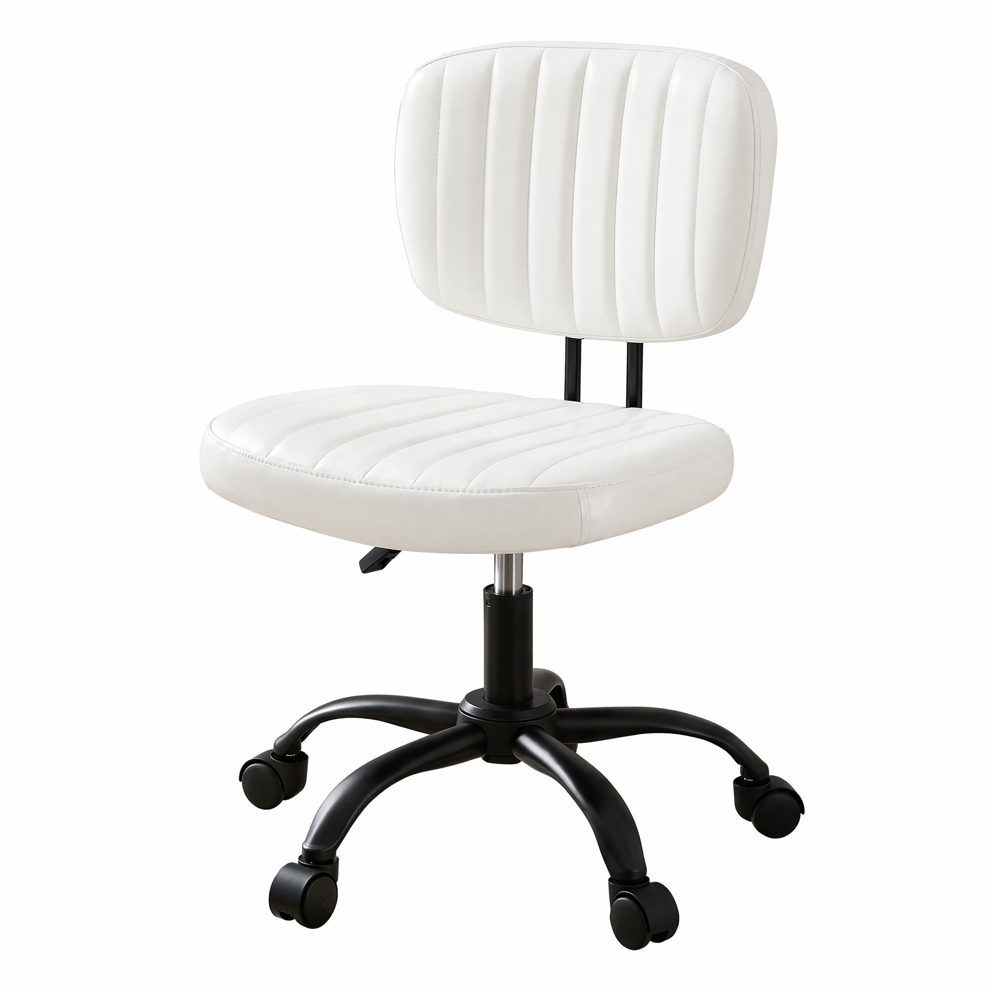 Artiss Armless Office Chair with Wheels, Ergonomic PU - OCHAIR-M-1142-PU-WH