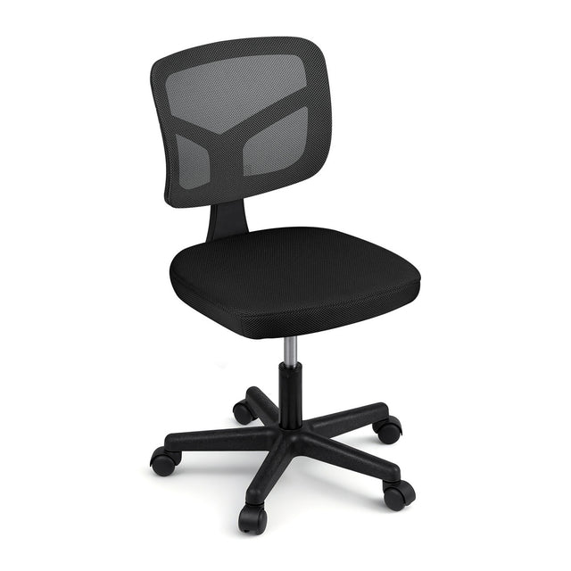 Artiss Armless Office Chair 360 Task Chair Fabric Back Seat Small Space Black 1