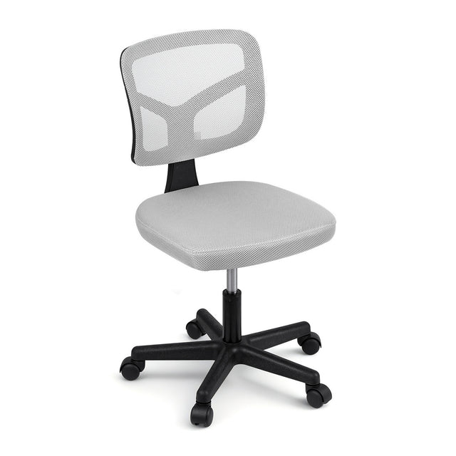 Artiss Armless Office Chair 360 Task Chair Fabric Back Seat Small Space Grey 1