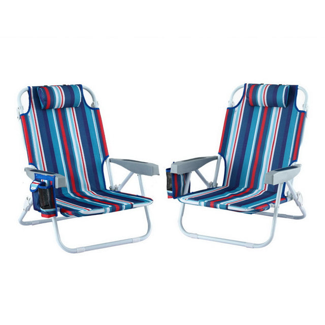 Gardeon Outdoor Chairs Beach Chair Backpack Cooler Lightweight Fishing Blue