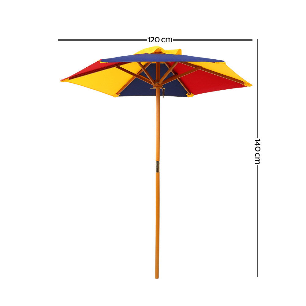 Keezi Kids Wooden Picnic Table Set with Umbrella - ODF-KID-PICNIC-UM-CFL