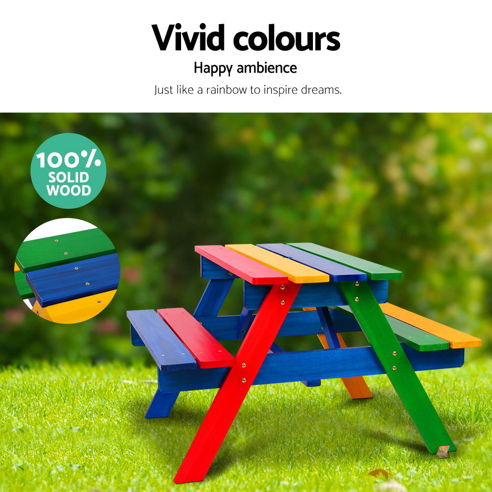 Keezi Kids Wooden Picnic Table Set with Umbrella - ODF-KID-PICNIC-UM-CFL