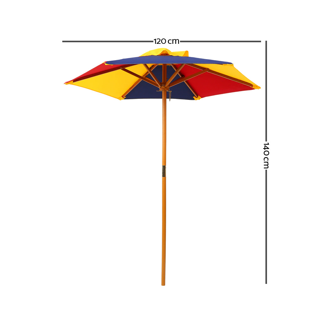 Keezi Kids Wooden Picnic Table Set with Umbrella - ODF-KID-PICNIC-UM-NW