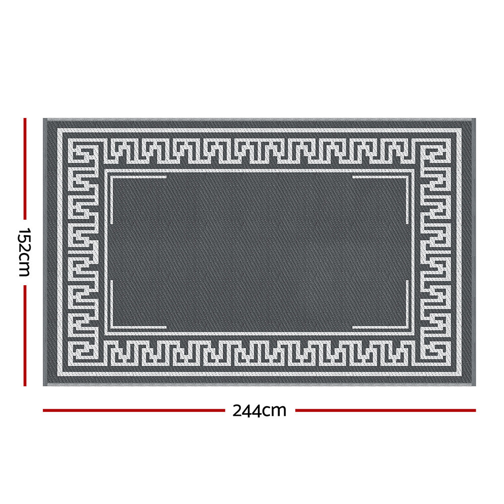 Gardeon Outdoor Rugs 152x244cm Large Carpet Reversible - OR-5X8FT-FRAME-GY
