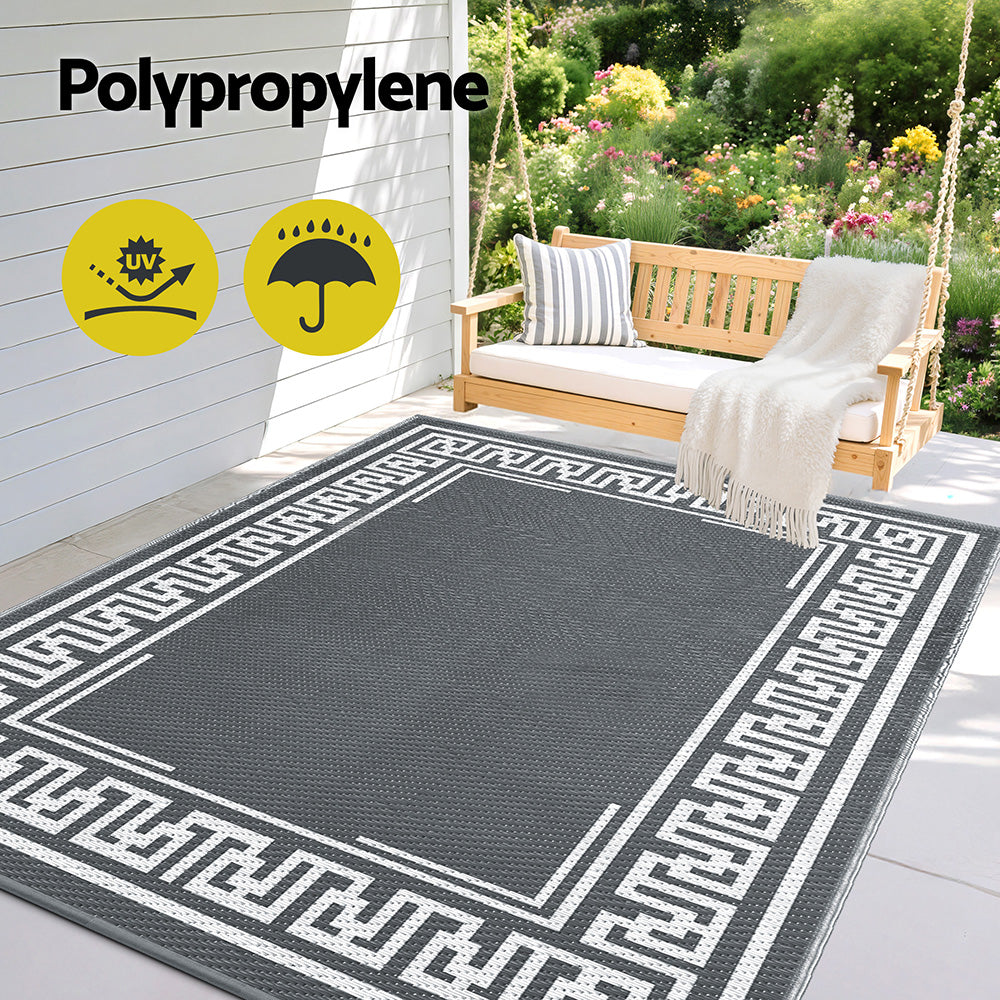 Gardeon Outdoor Rugs 152x244cm Large Carpet Reversible - OR-5X8FT-FRAME-GY