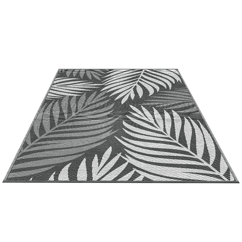 Gardeon Outdoor Rugs 152x244cm Large Carpet Reversible Area - OR-5X8FT-LEAF-GY