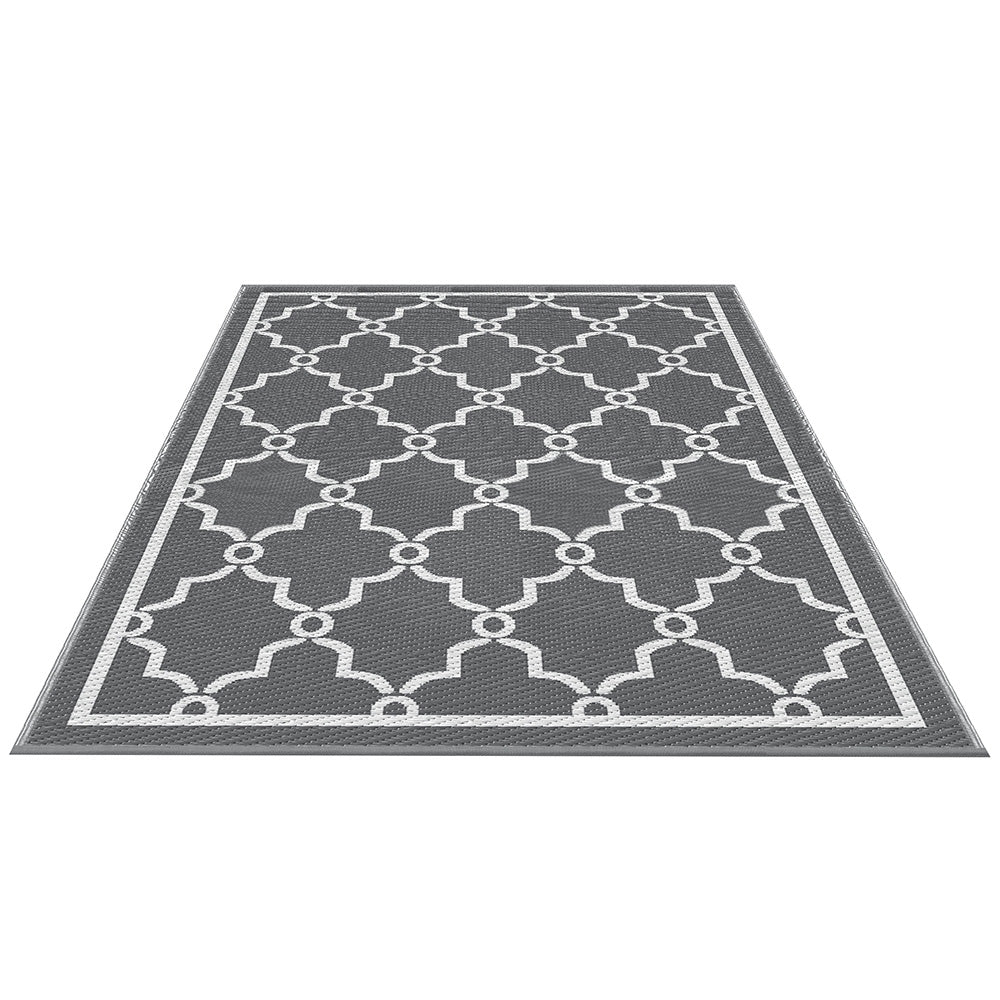 Gardeon Outdoor Rugs 152x244cm Large Carpet Reversible - OR-5X8FT-MAROC-GY