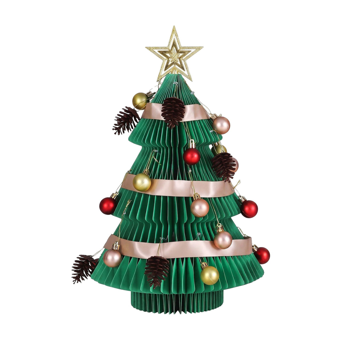 Jingle Jollys Paper Christmas Tree 47CM w/Star Topper Tabletop Green DIY
