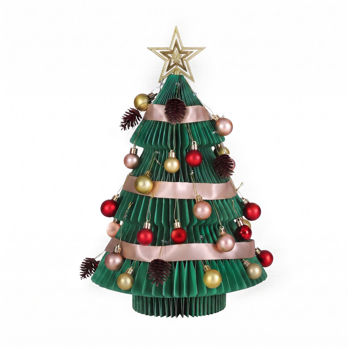 Jingle Jollys Paper Christmas Tree 61 CM w/Star Topper Tabletop Green DIY