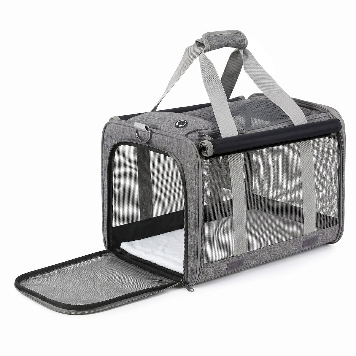 i.Pet Pet Carrier Bag Foldable Dog Cat Durable Crate Travel Cage Portable Car Kennel Grey