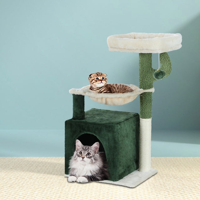 I Pet Cat Tree 78 Post Tower Scratcher Wood Condo House Bed Toys Green