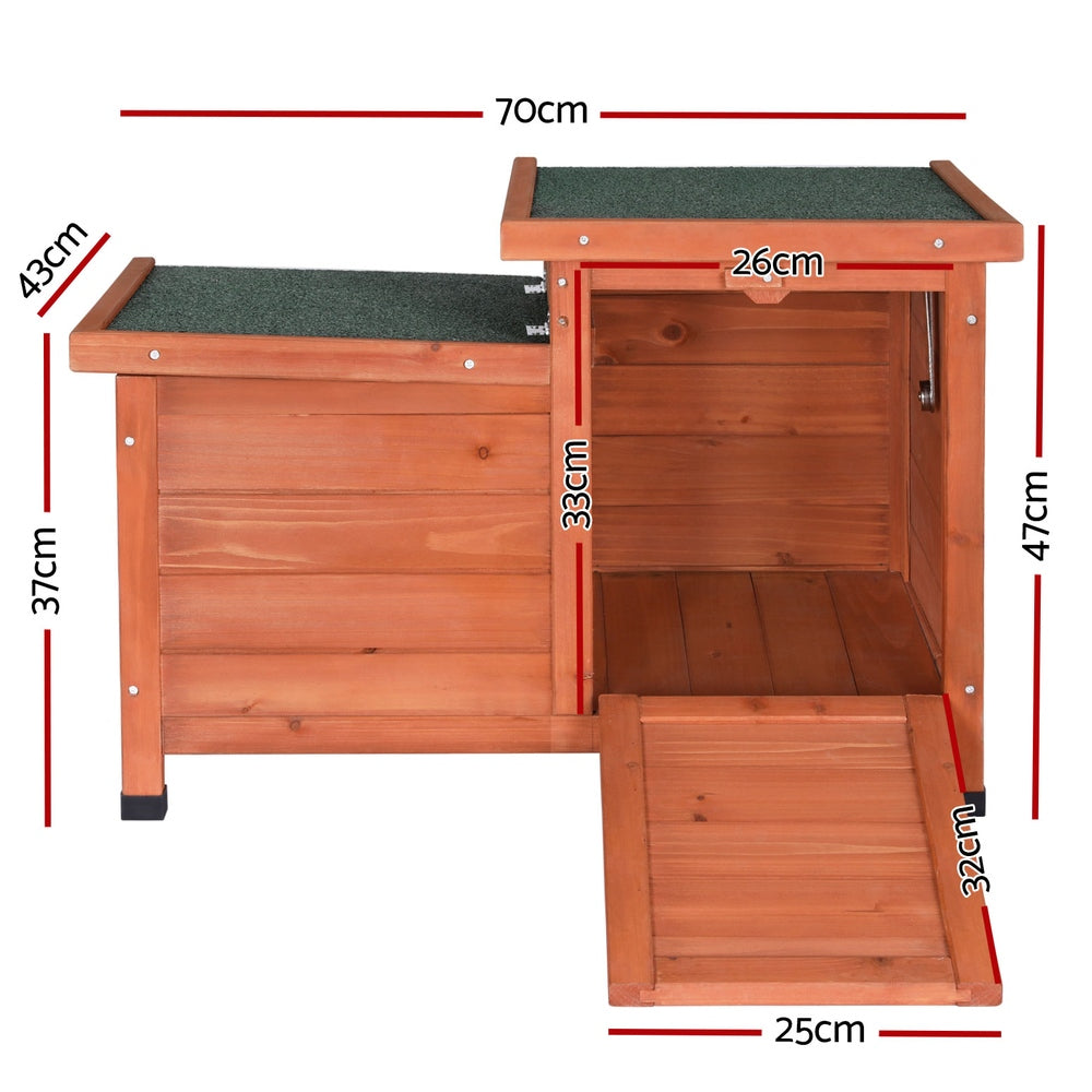 i.Pet Outdoor Cat House Rabbit Hutch Wooden Shelter Indoor Cat - PET-CH-2DOOR-BR