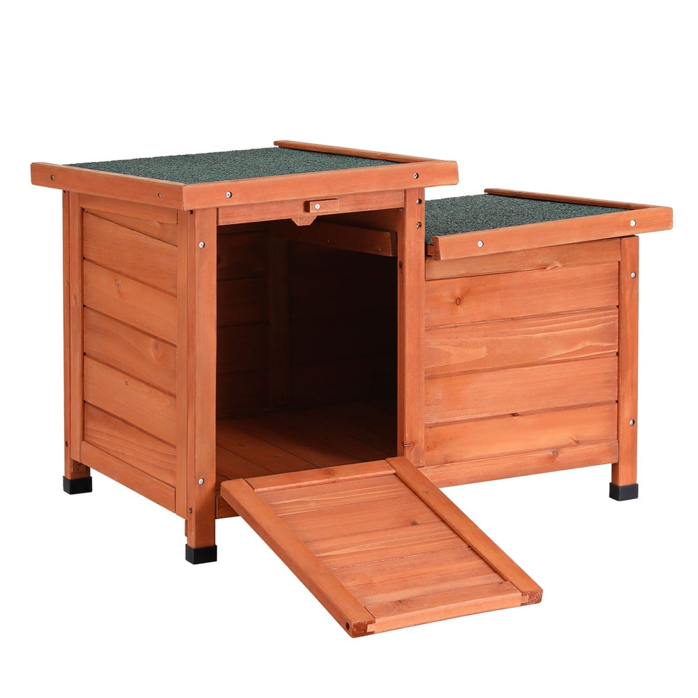 i.Pet Outdoor Cat House Rabbit Hutch Wooden Shelter Indoor Cat - PET-CH-2DOOR-BR
