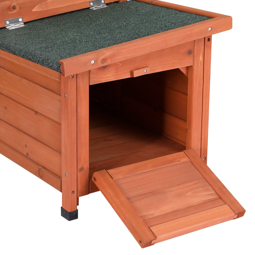 i.Pet Outdoor Cat House Rabbit Hutch Wooden Shelter Indoor Cat - PET-CH-2DOOR-BR