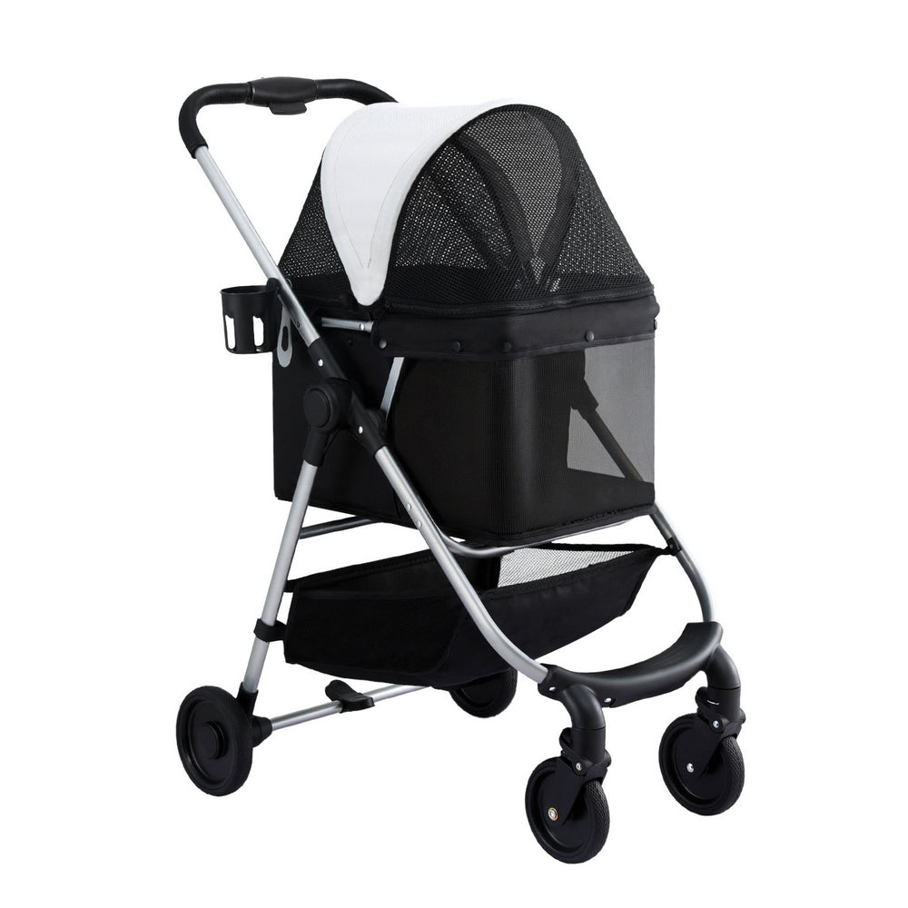 i.Pet Pet Stroller Pram Dog Cat Carrier Cage Large Travel - PET-STROLLER-92-BW