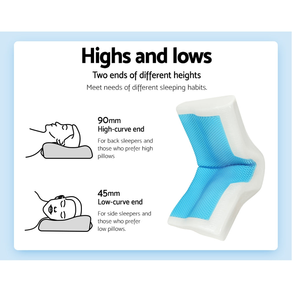 Giselle Cervical Pillow Memory Foam Contour Pillow Neck Support Cool Gel