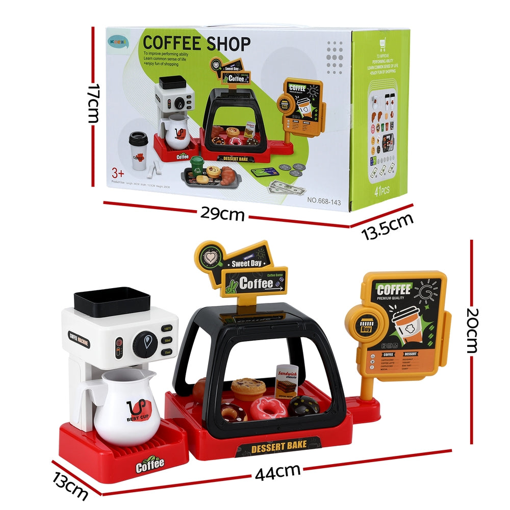 Keezi Kids Pretend Role Play Toy Coffee w/Coffee Maker Machine Money Food Tea