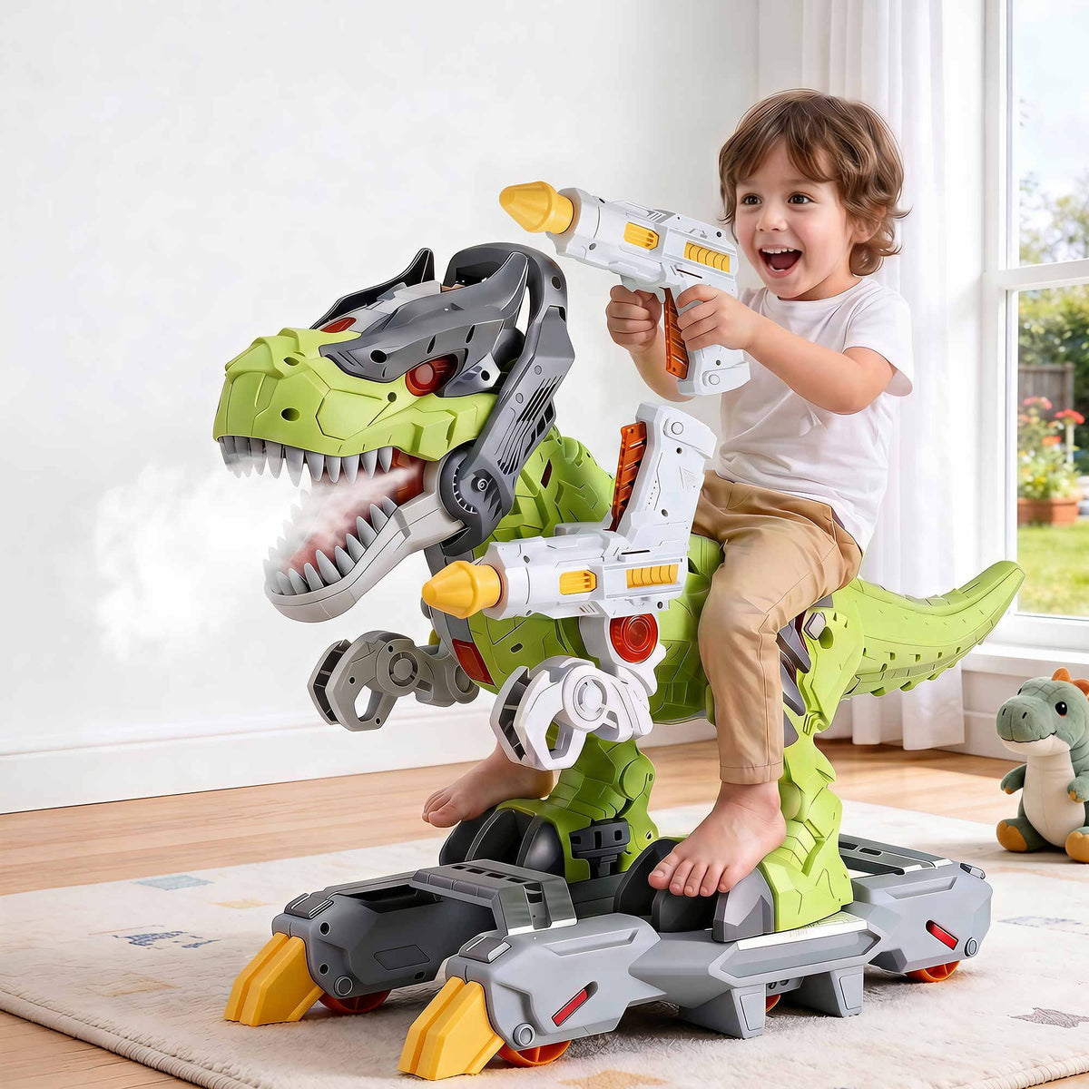 Keezi Kids Dinosaur Ride On Push Car Toy with Spray Function Indoor Outdoor Toys