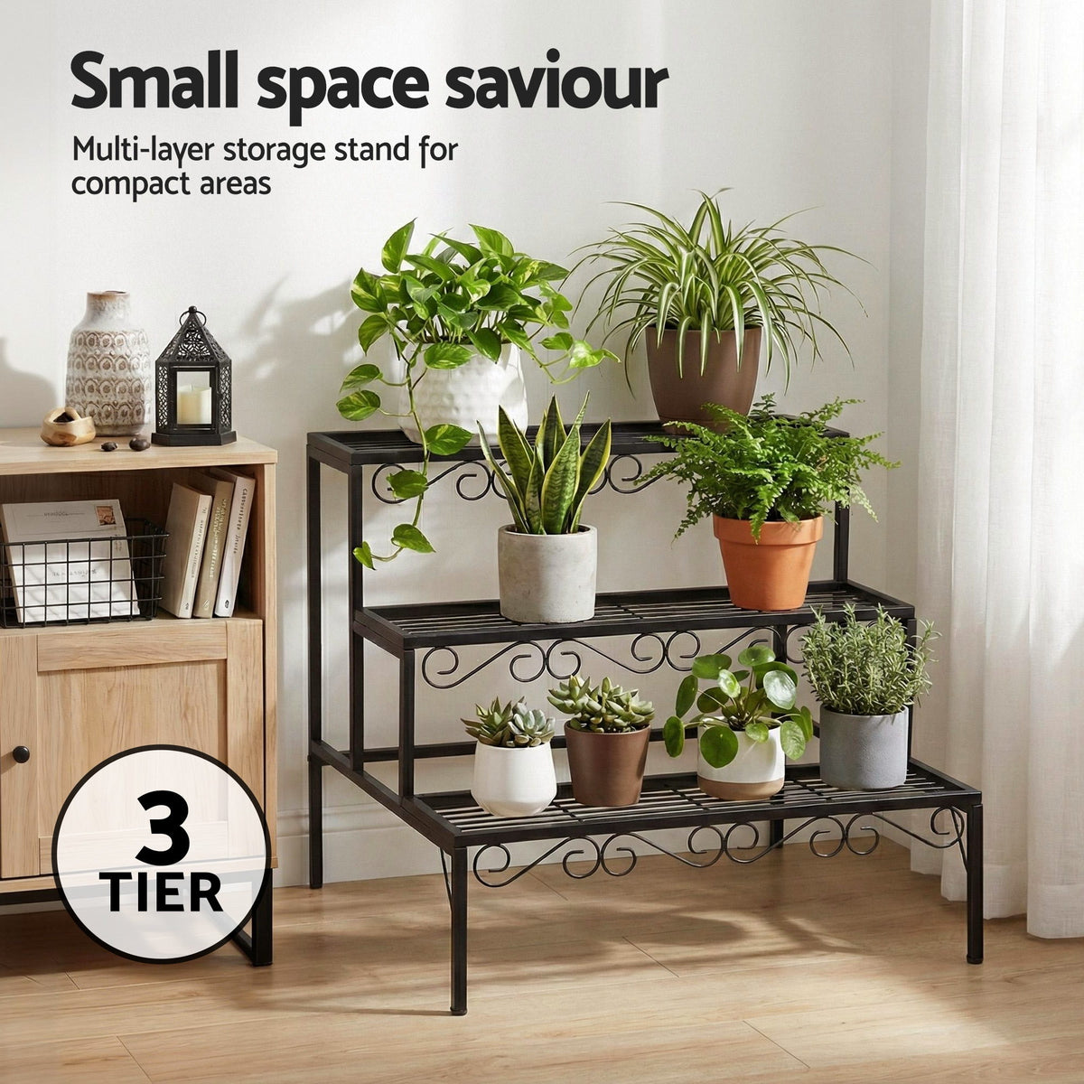 Artiss Plant Stand 3 Tier Metal Corner Plant Shelf Multiple Flower Holder Rack
