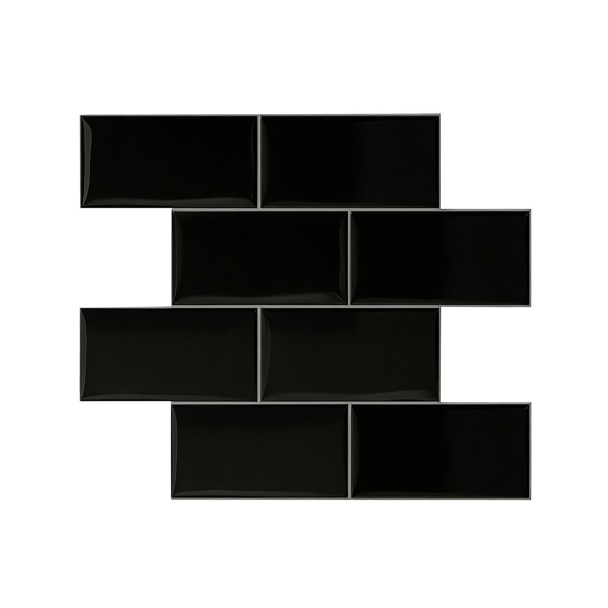 Artiss 3D Peel and Stick Wall Tiles Self Adhesive Subway Backsplash 10 Sheets, Black