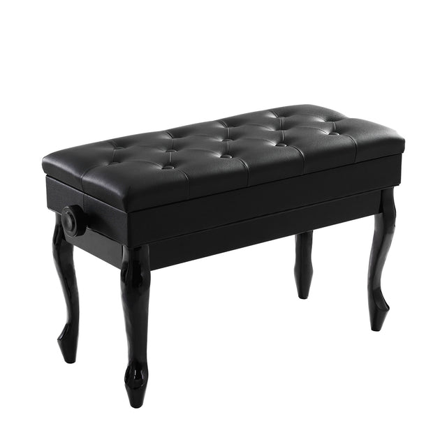 Alpha Piano Bench Stool Adjustable Height Keyboard Seat - Black