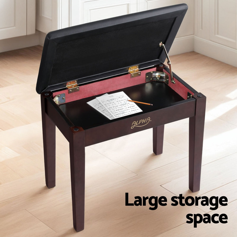 Alpha Piano Bench Stool with Storage Wooden PU Leather