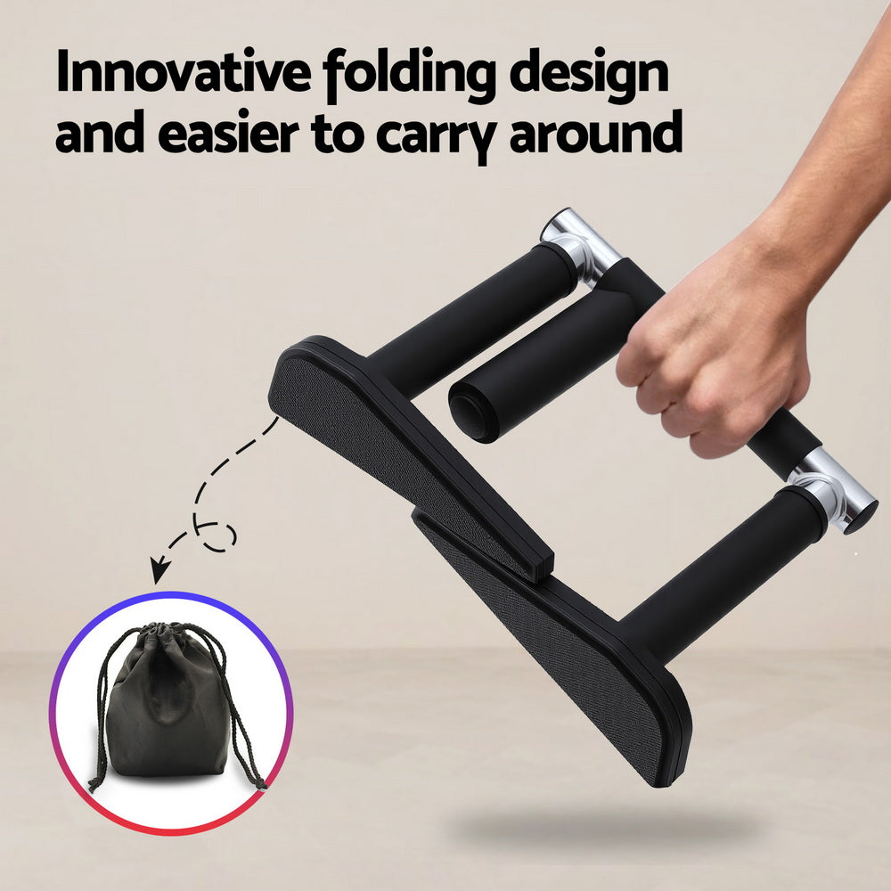 Everfit Pull Up Bar Chin Up Grips Foldable Doorway Gym Portable Black