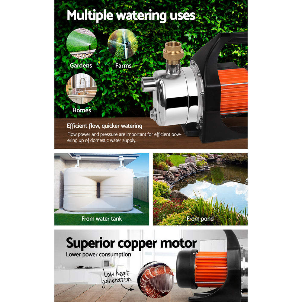 Giantz Garden Water Pump High Pressure 1500W Max. Tank Rain - PUMP-GARDEN-1500