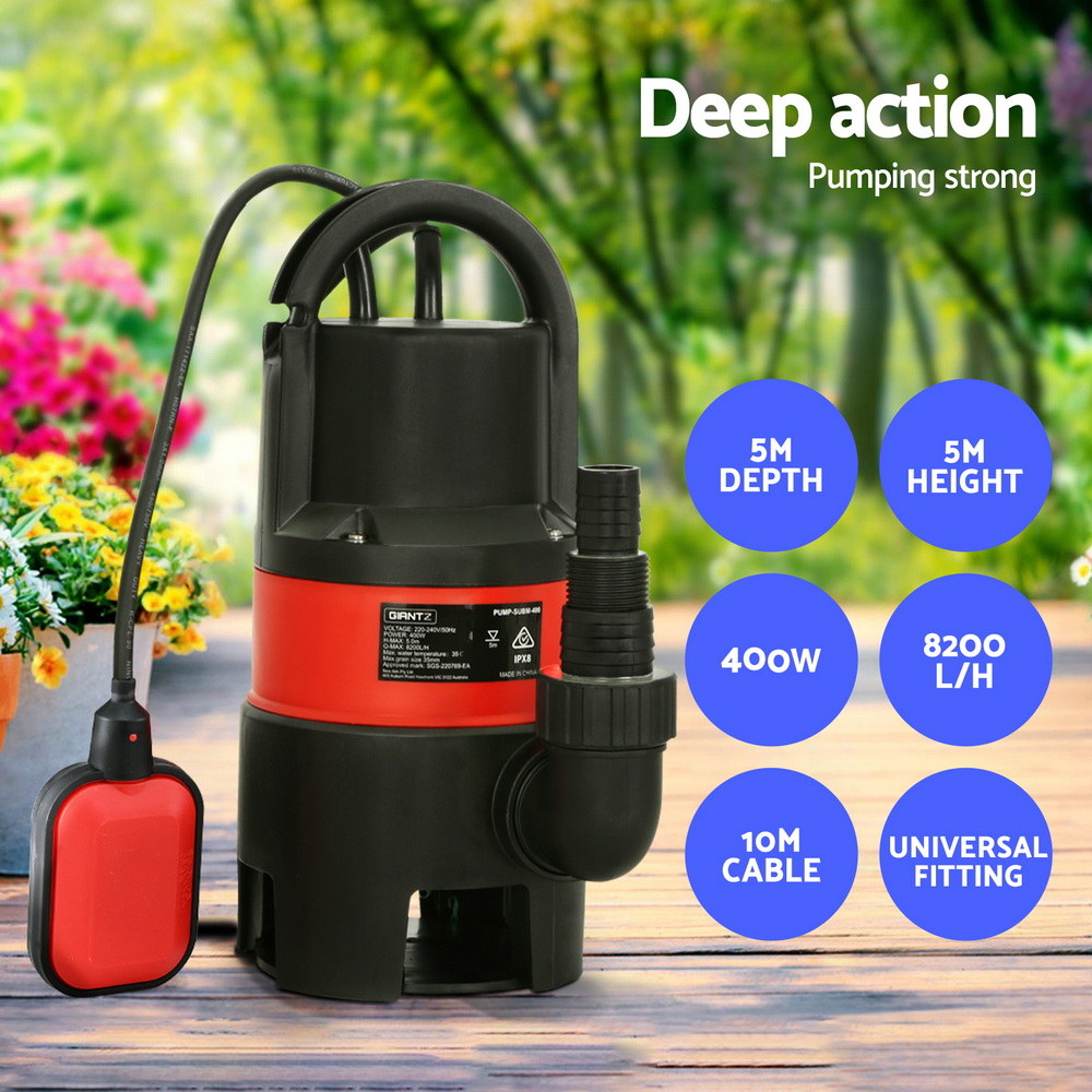 Giantz Garden Submersible Pump 400W Dirty Water Bore Tank Well Steel Sewerage