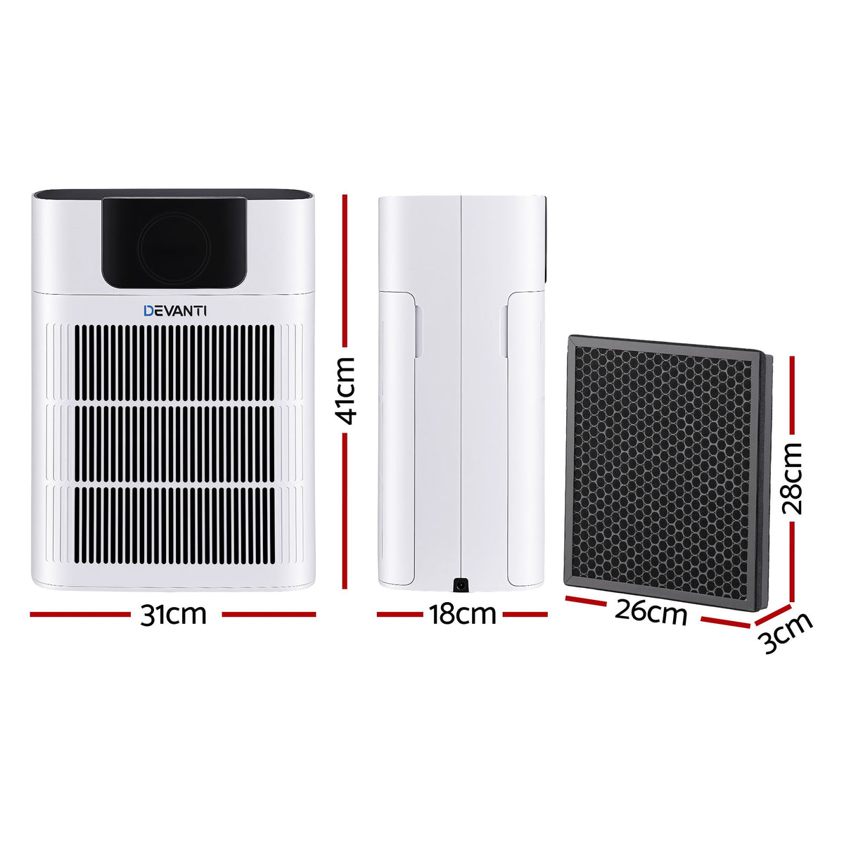 Devanti Pet Air Purifier H12 HEPA Filter Cleaner Replacement Filter White