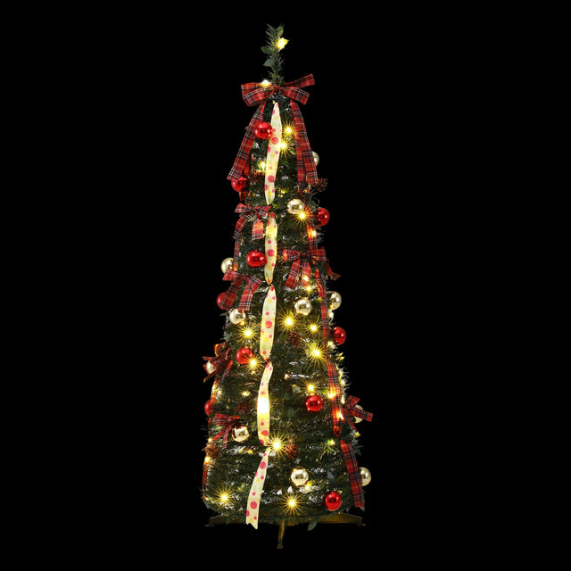 Jingle Jollys Pop-Up Christmas Tree 160cm, Pre-Decorated Artificial