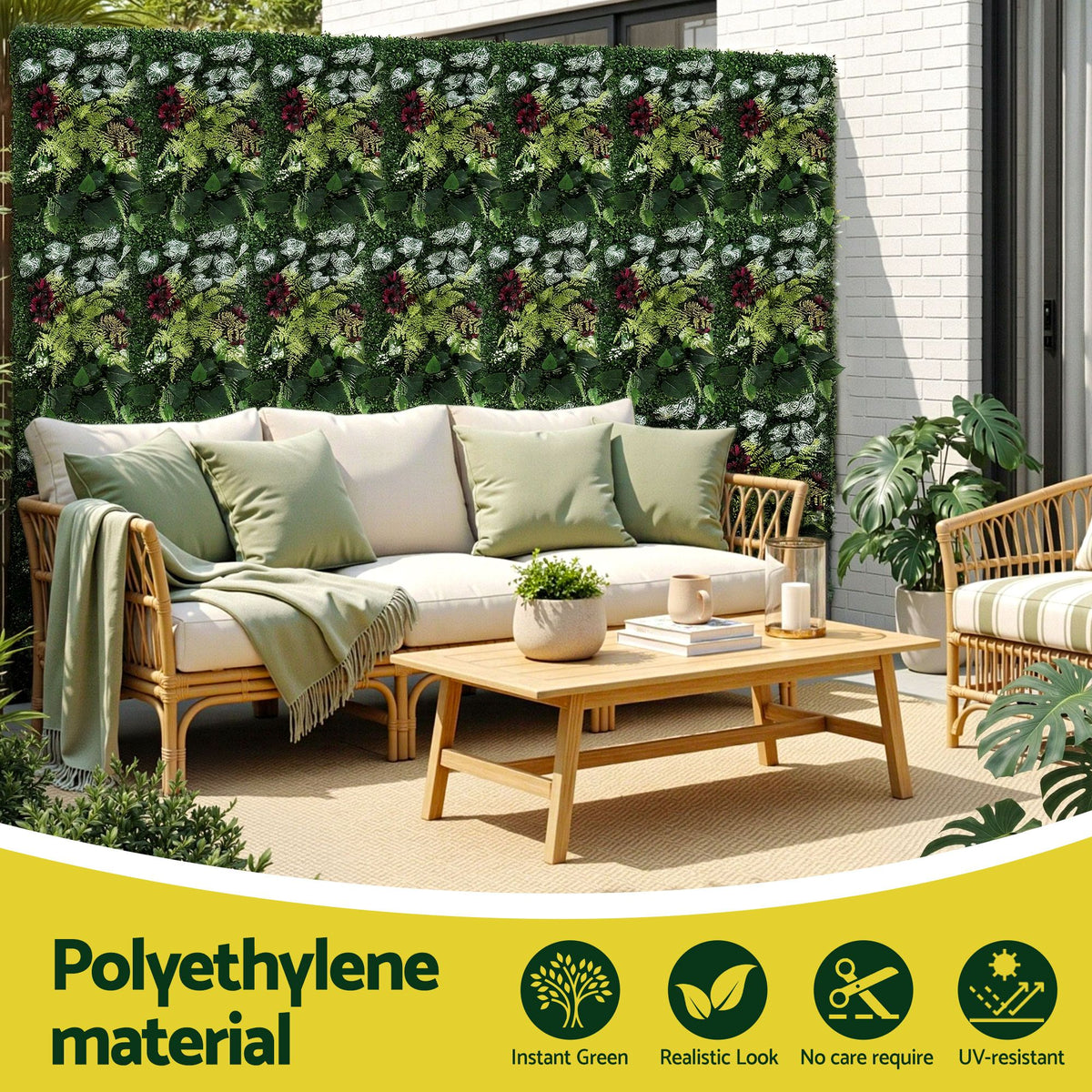 Gardeon 4PCS Artificial Plant Wall Panels 40X60CM Boxwood Panel Flower Backdrop Backyard Green Decor