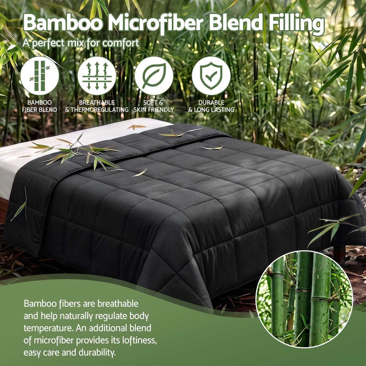 Giselle 200GSM Bamboo Microfibre Super King Quilt Lightweight All Season Doona