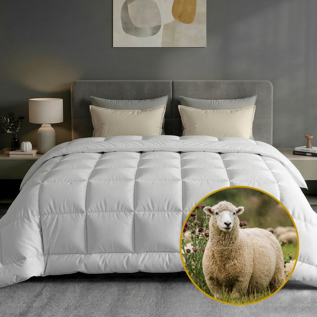 Giselle Bedding Wool Quilt 500GSM Thick King Winter Doona - QUILT-WOOL-500-N-K