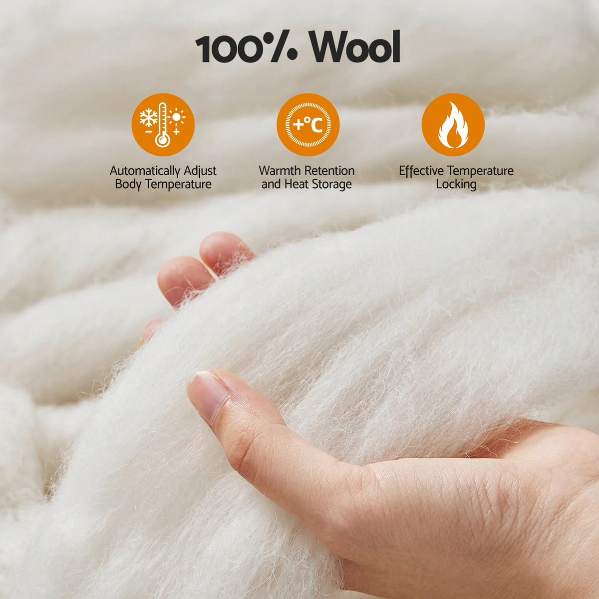 Giselle Bedding Wool Quilt 500GSM Thick Queen Winter Doona Baffle Box Construction 100% Wool Filling